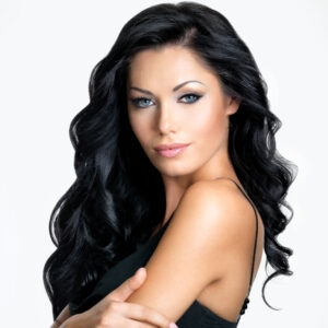  Woman with beauty long brown hair - posing at studio
